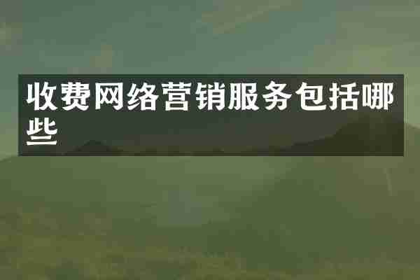 收费网络营销服务包括哪些