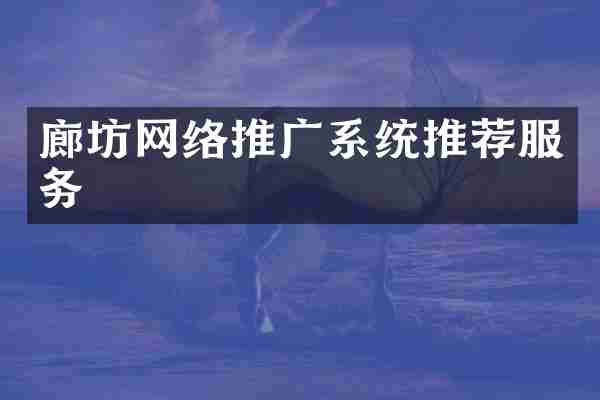 廊坊网络推广系统推荐服务