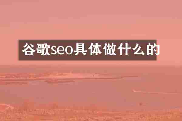 谷歌seo具体做什么的