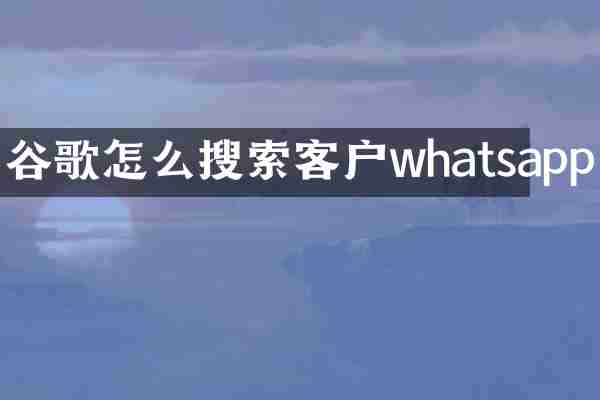 谷歌怎么搜索客户whatsapp