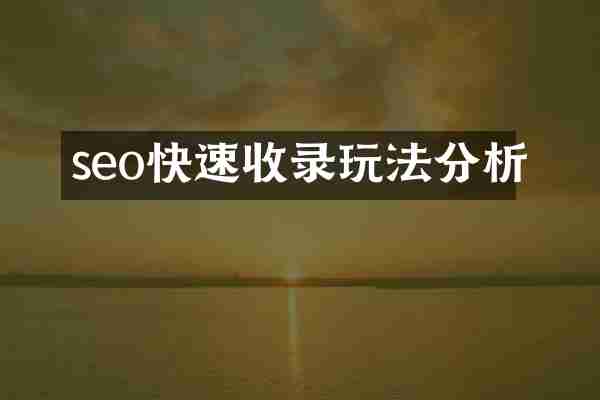 seo快速收录玩法分析
