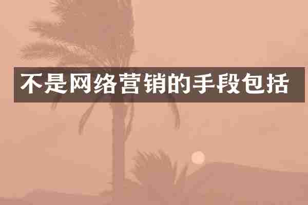 不是网络营销的手段包括