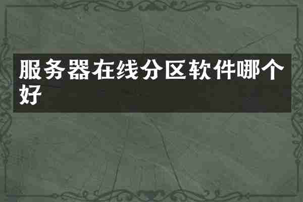 服务器在线分区软件哪个好