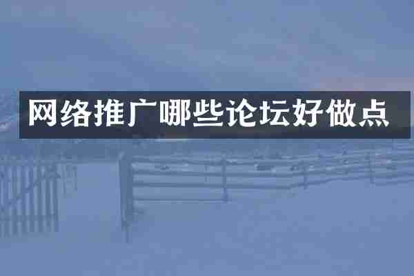 网络推广哪些论坛好做点