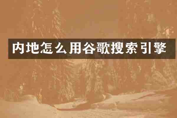 内地怎么用谷歌搜索引擎