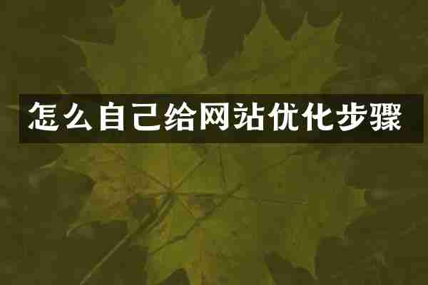 怎么自己给网站优化步骤
