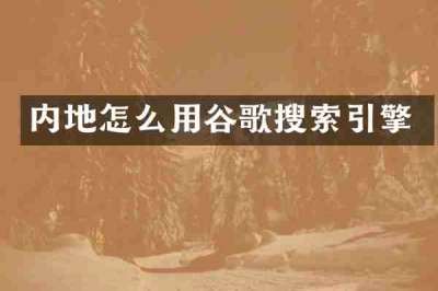 内地怎么用谷歌搜索引擎