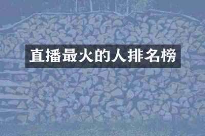 直播最火的人排名榜
