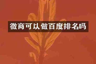 微商可以做百度排名吗