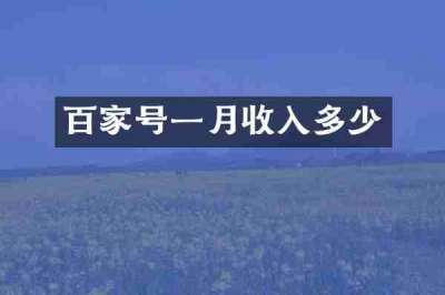 百家号一月收入多少