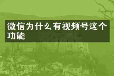 微信为什么有视频号这个功能
