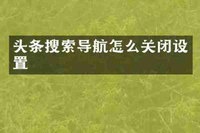 头条搜索导航怎么关闭设置