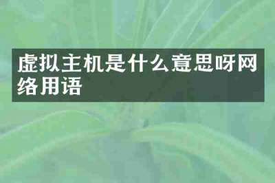 虚拟主机是什么意思呀网络用语