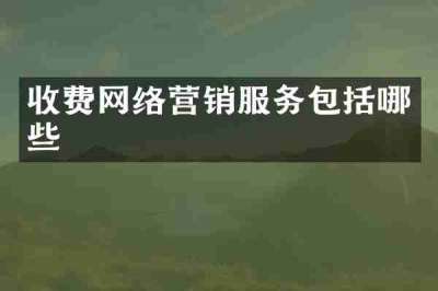 收费网络营销服务包括哪些