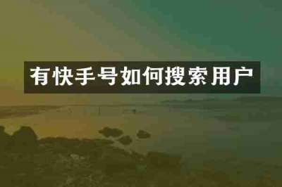 有快手号如何搜索用户