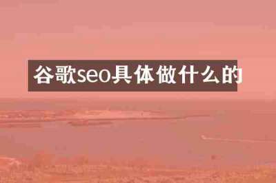 谷歌seo具体做什么的