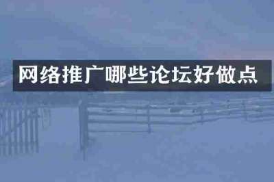 网络推广哪些论坛好做点