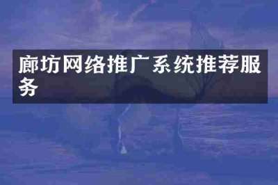 廊坊网络推广系统推荐服务