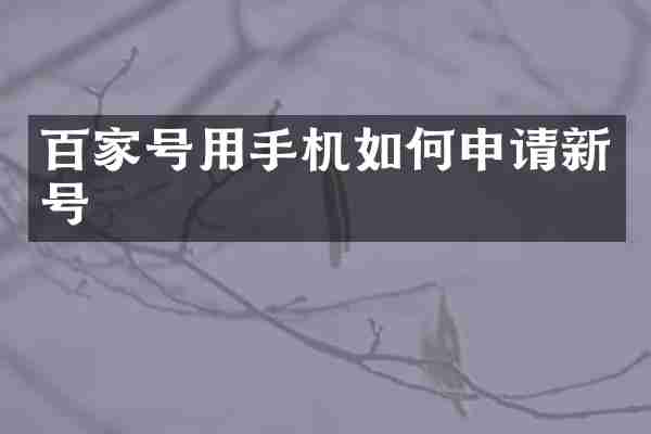 百家号用手机如何申请新号