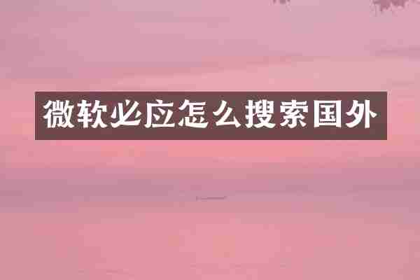 微软必应怎么搜索国外