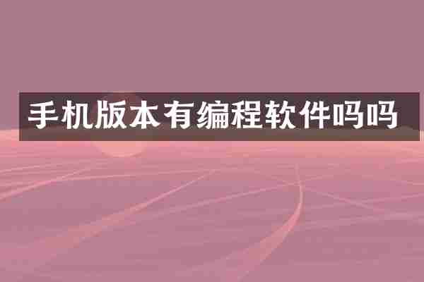 手机版本有编程软件吗吗