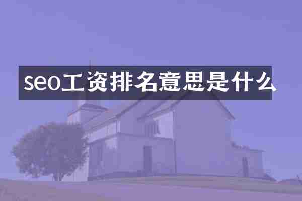 seo工资排名意思是什么