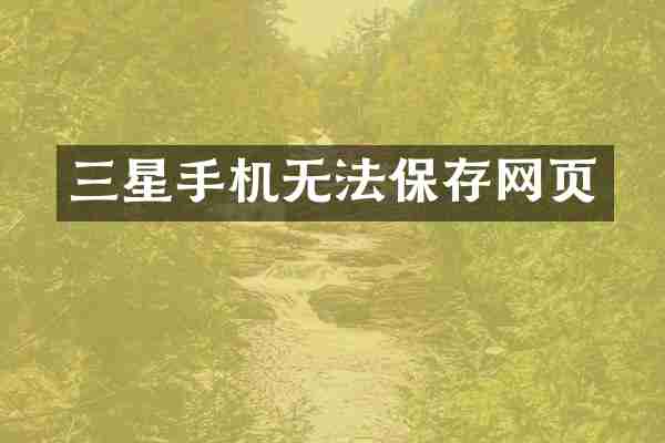 三星手机无法保存网页