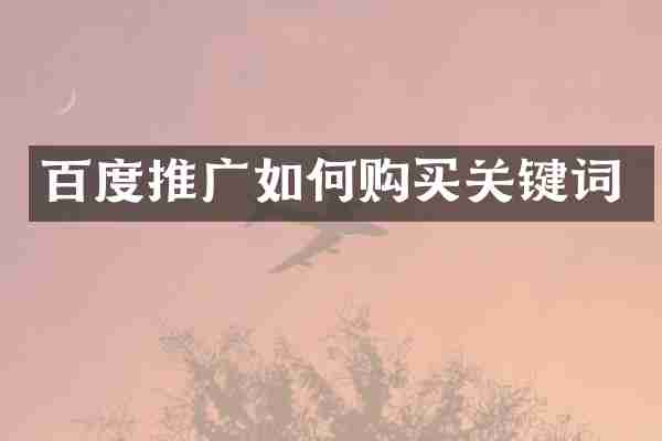 百度推广如何购买关键词