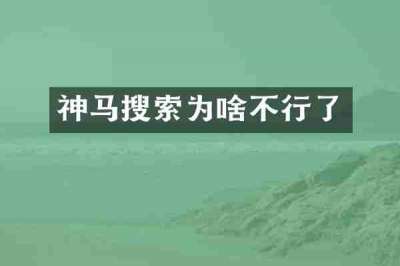 神马搜索为啥不行了
