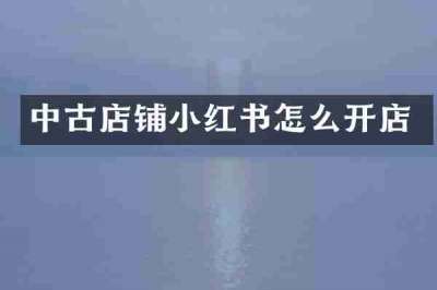中古店铺小红书怎么开店