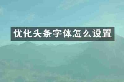 优化头条字体怎么设置