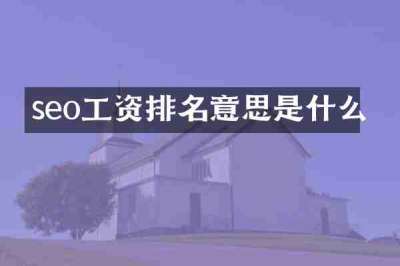 seo工资排名意思是什么