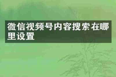 微信视频号内容搜索在哪里设置