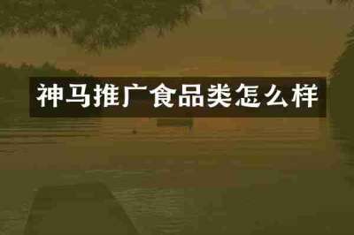 神马推广食品类怎么样