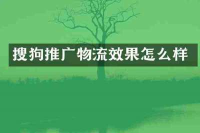 搜狗推广物流效果怎么样