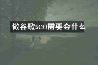 做谷歌seo需要会什么