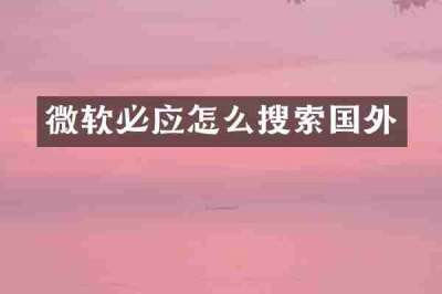 微软必应怎么搜索国外