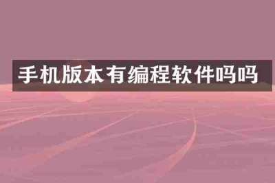 手机版本有编程软件吗吗