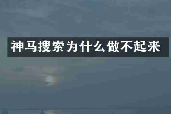 神马搜索为什么做不起来