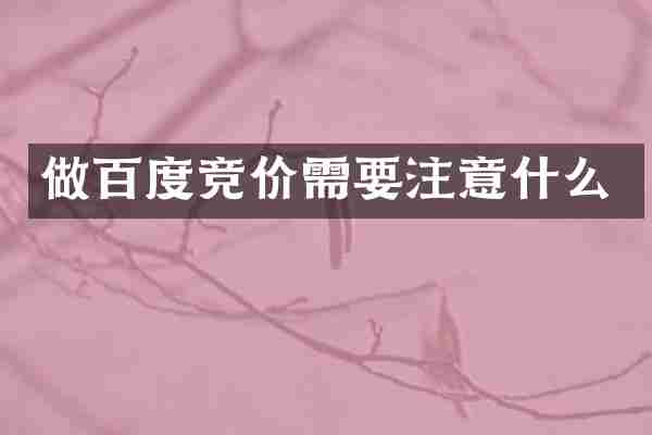 做百度竞价需要注意什么