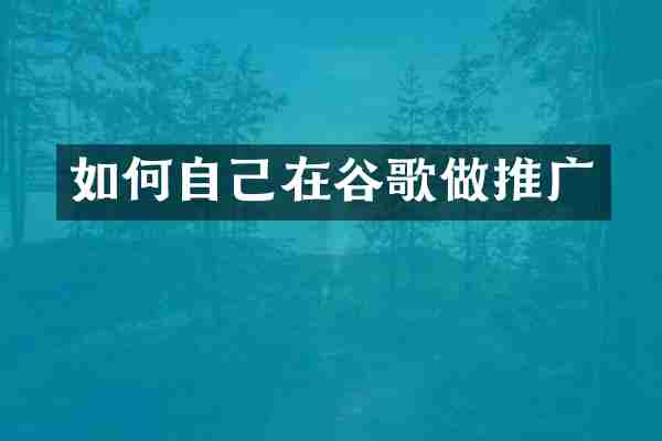 如何自己在谷歌做推广
