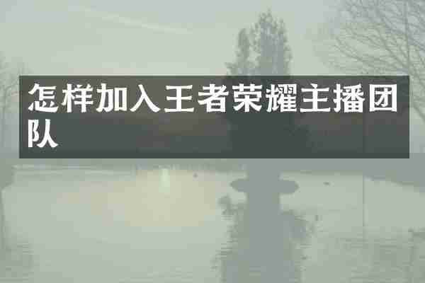 怎样加入王者荣耀主播团队