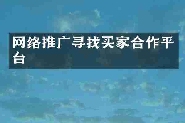 网络推广寻找买家合作平台