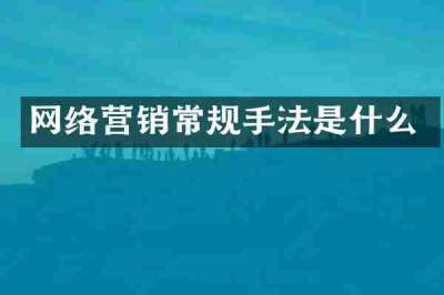网络营销常规手法是什么