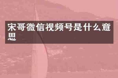 宋哥微信视频号是什么意思