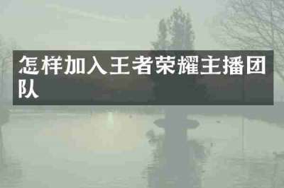 怎样加入王者荣耀主播团队