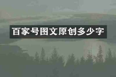 百家号图文原创多少字