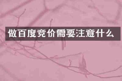 做百度竞价需要注意什么