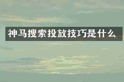 神马搜索投放技巧是什么