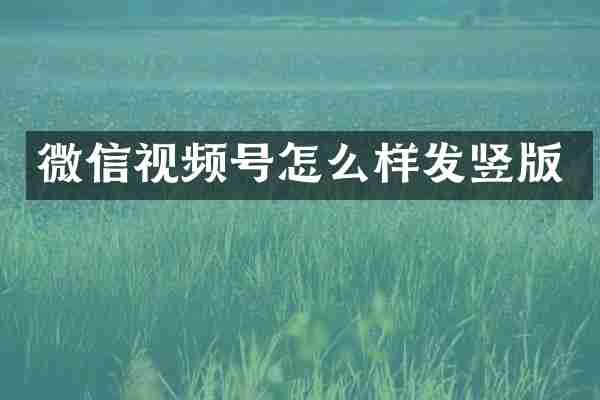 微信视频号怎么样发竖版